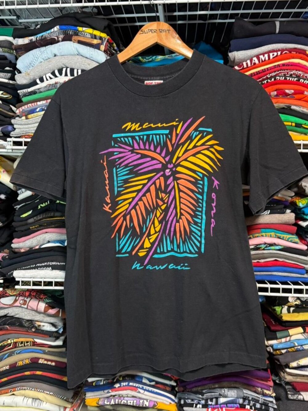 Early 90s vintage Hawaii black palm tree t shirt single stitch - Picture 2 of 5
